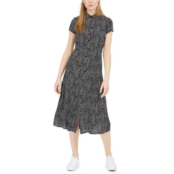 JR154 Calvin Klein Jeans Printed Crepe Shirtdress Size Large - Picture 1 of 4
